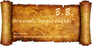 Breznyánszky Balló névjegykártya